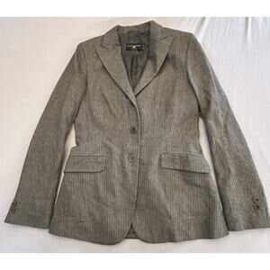 Luciano Barbera Jacket Womens 40 US 4 Brown Wool Cashmere Tweed Stripe Blazer